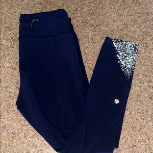 lululemon athletica Navy Leggings with Silver Accents